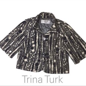 Trina Turk Mandarin Crop Blazer/Jacket Sz 2 EUC